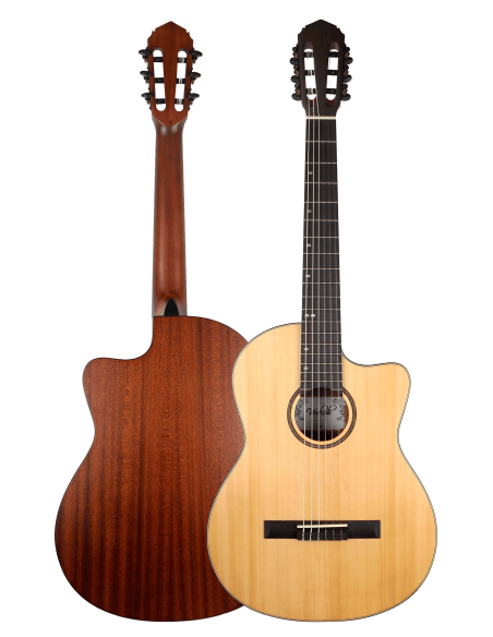 Guitarra clásica Veelah CCTSN Cutaway + funda acolchada