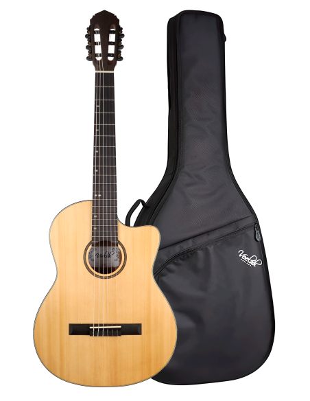 Guitarra clásica Veelah CCTSN Cutaway + funda acolchada